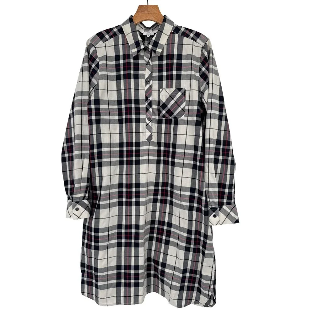 Foxcroft Womens Wrinkle Free Plaid Shirt Dress Size 12